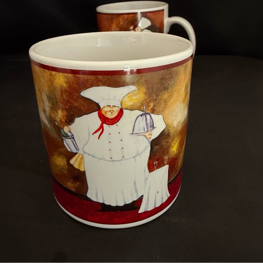 Set Of 4 Jennifer Garant AL DENTE Fat Italian Chef Coffee Mugs By Sakura Table - Picture 7 of 11